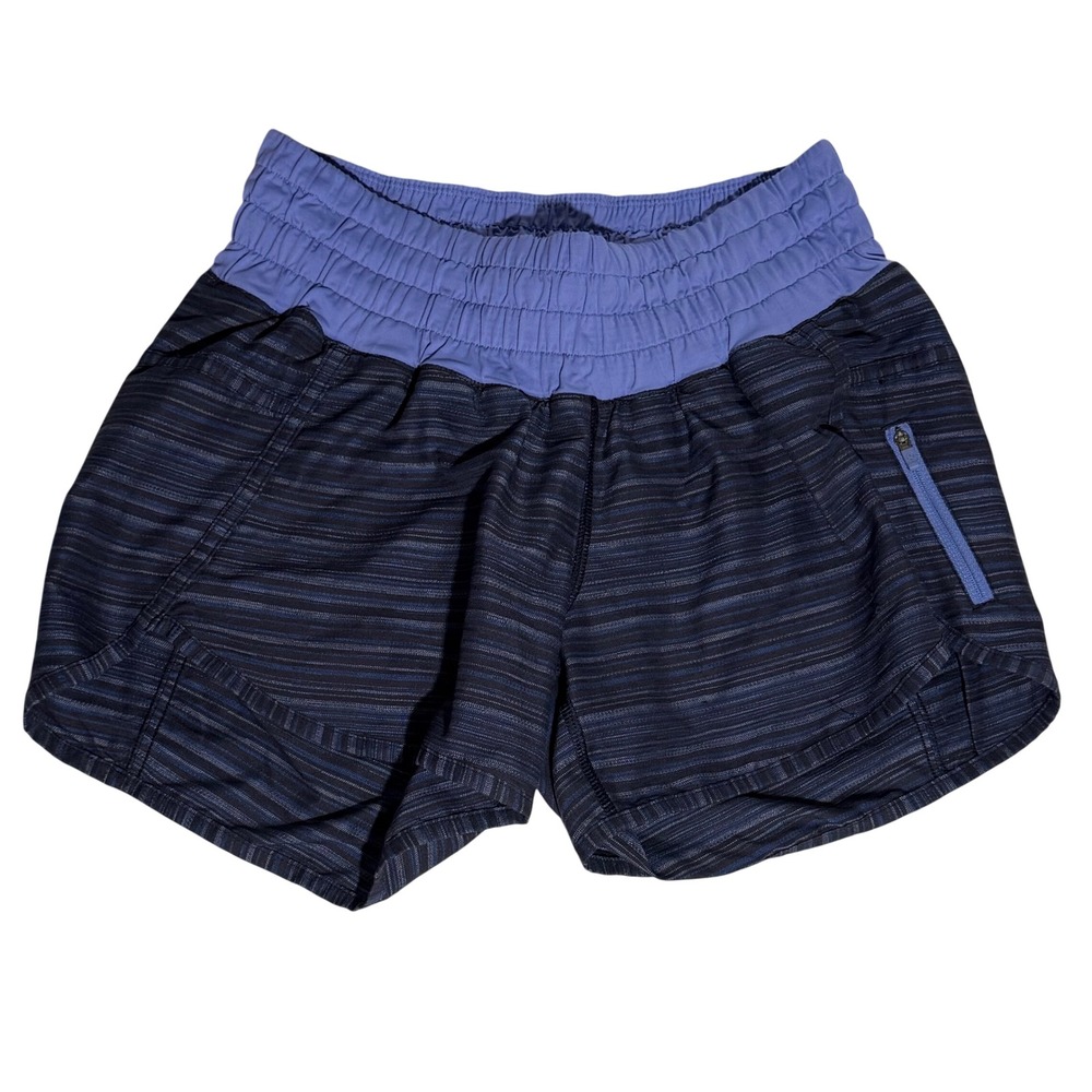 Lululemon Athletica‎ Tracker Short II Wee Space Cadet Blue Stripe Lullaby Size 6